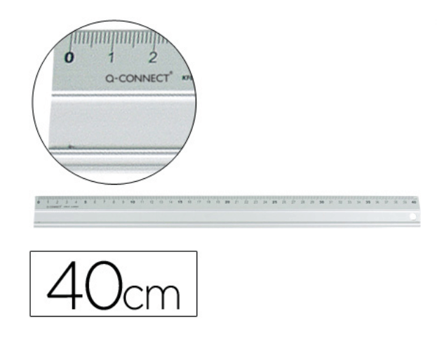 Régua metálica em alumínio 40 cm.