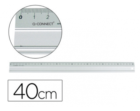 Régua metálica em alumínio 40 cm.