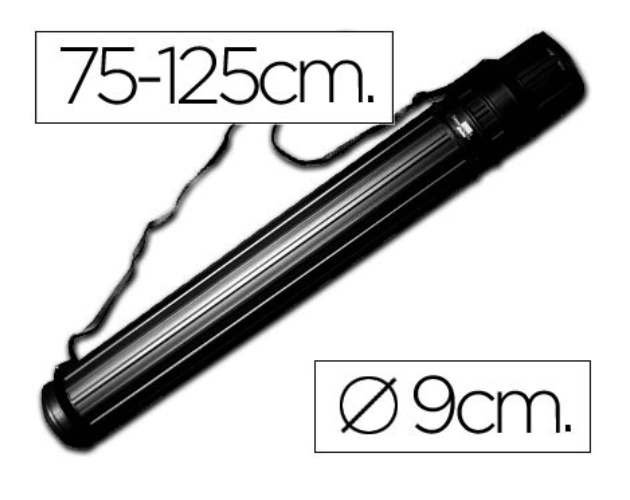 Tubo porta desenhos extensivel 125 cm preto.